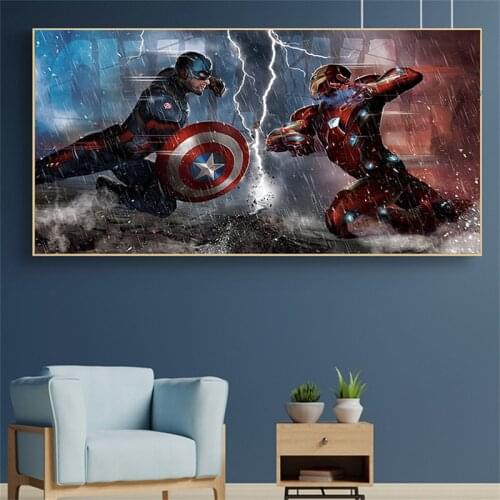 Captain America Civil War Marvel Movie Superhero Iron Man Canvas Painting Wall Art Posters and Prints for Bedroom Home Decor