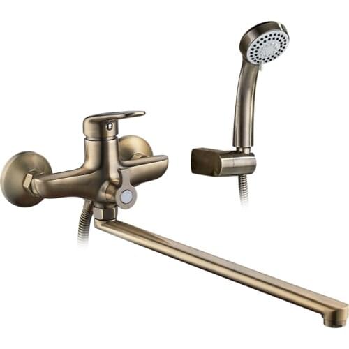 LEDEME Antique Brass Bathtub Faucet Bath Faucet Mixer Tap Wall Mounted Hand Held Shower Head Kit Shower Faucet Sets L2248C