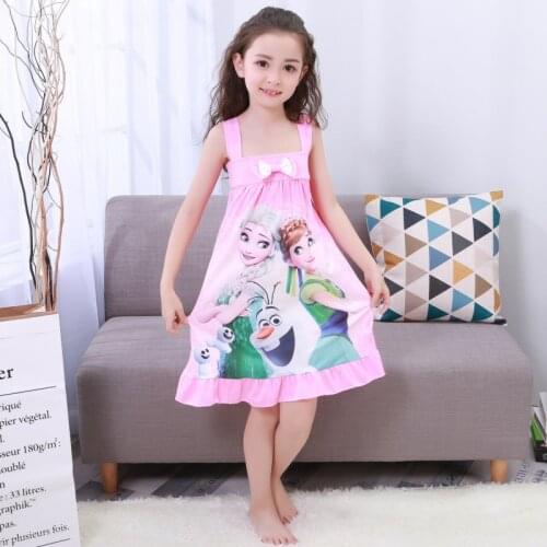 Disney Frozen Summer 2021 new short-sleeved nightgown cartoon Snow White girls Sophia mermaid princess dress sling pajamas