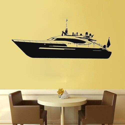 Motor Boat Yacht Wall Sticker Transportation Home Decor Mural Living Room Kids Children Boys Room Wall Decoration