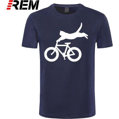 REM Summer Tshirts Cat Bike Cycling Bicycle Rider Lovers Day Fashion Pure Cotton Tee Shirts Oversized Mens T Shirt Printing