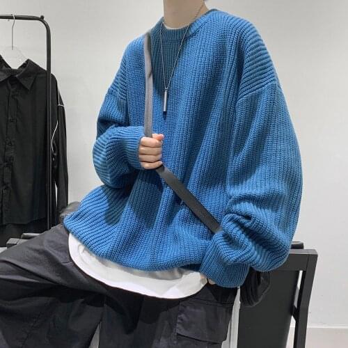 Mens Casual Solid Color Sweaters 2020 Winter New Woman Warm Oversize Sweater Korean Streetwear Pullovers Sweater
