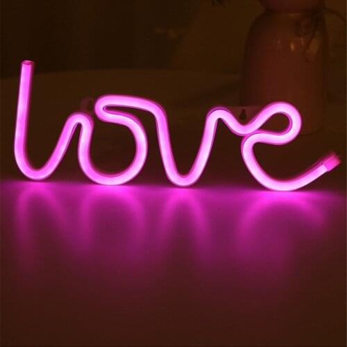 Neon Lamp Love Shape Night Light LED Neon Light Sign USB/Battery Powered Decorative Light New Year Wedding Valentines Day Gift