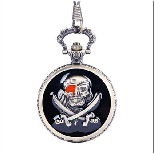 New Bronze antiques Double ghost pirates men and woman Modern hours FOB chain pocket watches gift