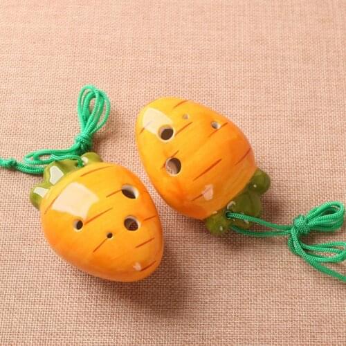 Carrot Shape Ocarina Cartoon Lovely Creative Students Portable 6 Holes Souvenir Holiday Gifts Toys Orff Musical Instruments 2021