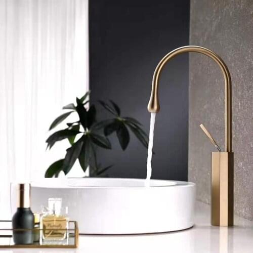 Octagon & Water Drop Bathroom Faucet Brushed Gold, Black, Polished Chrome Brass Bathroom Basin Water Mixer