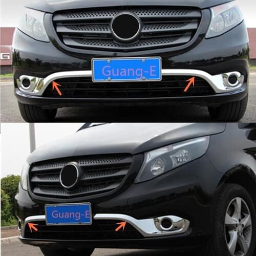 For Mercedes Benz Vito W447 2017 2018 2019 Car Front Fog Light Lamp Frame Bumper ABS Chrome Cover Trim Stick 2pcs