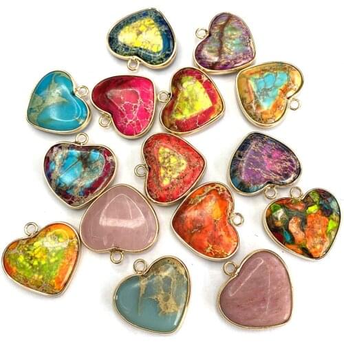Imperial Stone Love Heart-shaped Imperial Stone Pendant DIY Fashion Jewelry Making Heart-shaped Necklace Pendant Size 23x24mm