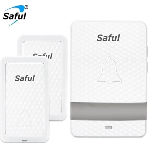 Saful Self-powered Door Bell No Battery Wireless Waterproof Push Botton 150M Long Range Electrical Smart LCD Doorbell Home Ring