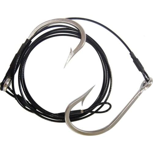 Shaddock 2Pcs Shark Rigs 7691 Stainless Steel Fishing Hook 400LB Double Drop Rig Shark Rigs For Big Games 10/0 12/0