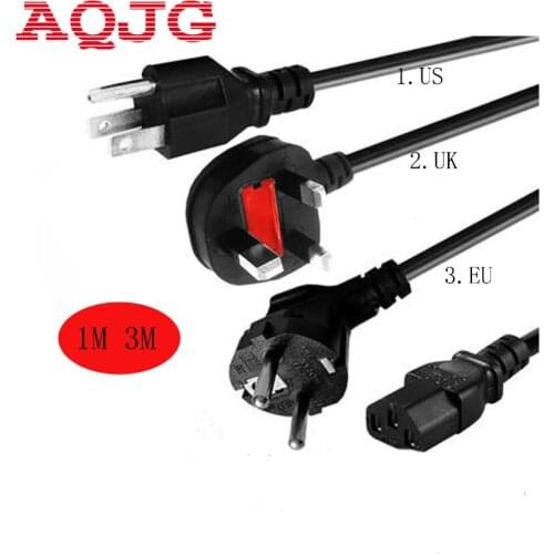 High quality 3 Prong US EU UK Plug AC Power Cord Cable Charge Adapter PC Laptop For PC Desktop Monitor Computer Cable AQJG