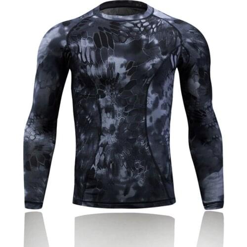 Outdoor Sport Tactical Camouflage Hiking T-shirt Quick Dry Military Army Compression Shirt Men Long Sleeve Hunting Combat Shirt
