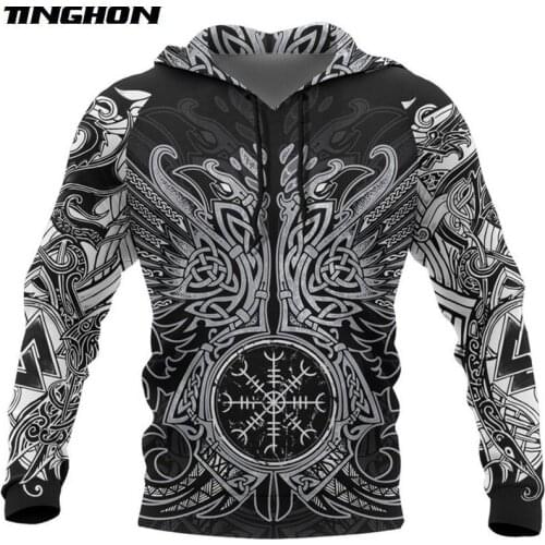 Viking Tattoo Hoodie Huginn And Muninn - Odins Ravens 3D Printed Men hoodies Harajuku Fashion Unisex Hooded Sweatshirt