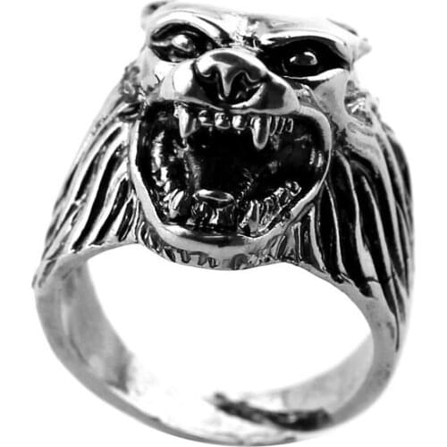 Vintage Jewelry Punk Style Cool Lion Head Rings For Men Gothic Trendy Classic Top