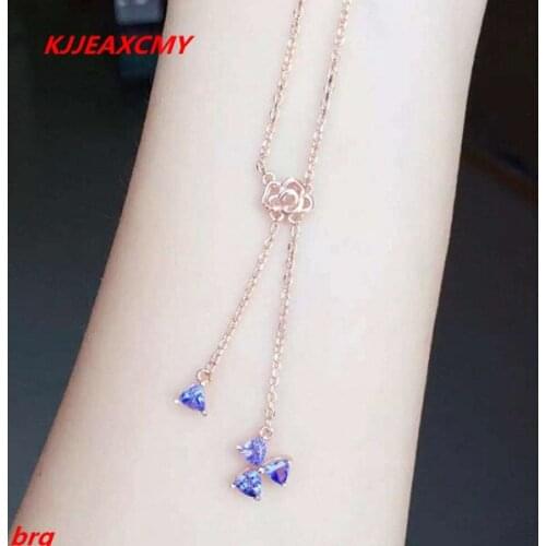 KJJEAXCMY boutique jewelry, 925 sterling silver plated rose gold Tanzanite natural female necklace