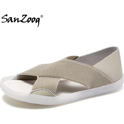 Women Flat Sandals Casual 2021 Summer Ladies Shoes Breathable Cover Heel Large Size 41 42 43 44 45