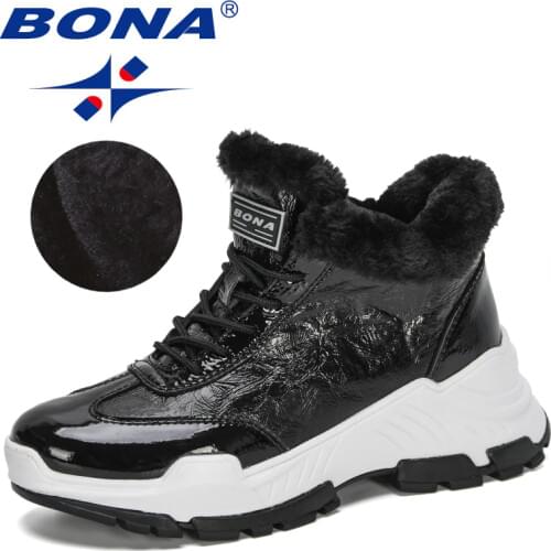 BONA 2020 New Designers High Top Winter Boots Warm Women Shoes Snow Plush Boots Woman Thick Bottom Platform Footwear Feminimo