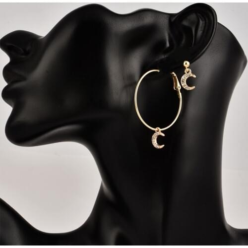 SUMENG 2020 New Fashion Ladies Crystal Earrings Stars The Moon Ear Ring Combination Suit Popular Joker Accessories Round Earring