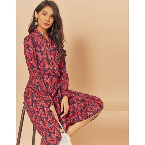 Causal Sashes Ladies Irregular Hem Dress 2021 New Women Print Ruffle Dress Spring Autumn Lantern Long Sleeve V Neck Midi Dresses