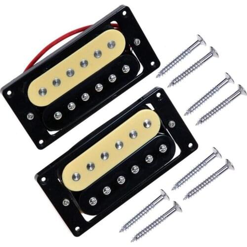 1 Set 2 Pcs Neck & Bridge Zebra Faced Humbucker Double Coil Pickups For Electric Guitar Pickup (Black & Cream)
