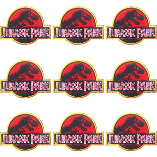 Pulaqi 10PCS Jurassic Park Patch Wholesale Patches Iron On Patches For Clothing Dinosaur Stripe Wholesale Dropship Custom Patch