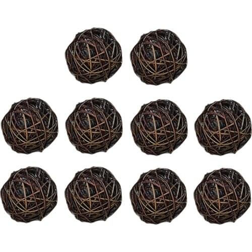 10Pcs Wicker Rattan Balls Home Christmas Wedding Party Decorative Craft