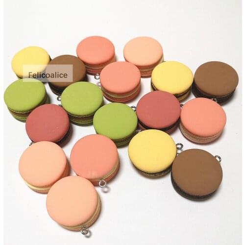 100pcs Mini Dessert Macarons Resin Charms Colorful Hamburger Pendants Fit DIY Earring Necklace Finding Jewelry Accessory