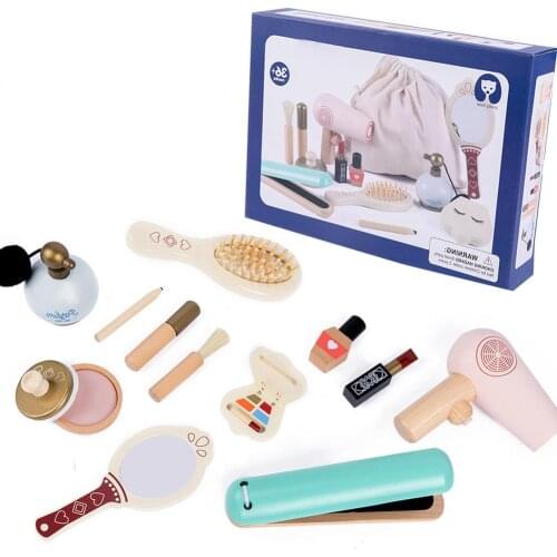 NEW HOT 12Pcs Wooden Beauty Salon Pretend Makeup Toy Role Play Cosmetics Toy Simulation Beauty Accessories For Kids Gifts