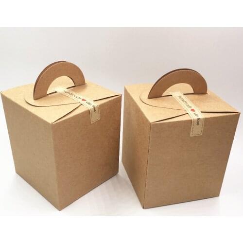 24 pcs DIY kraft paper Candy Box Chocolate Packaging Kraft Gift Box Wedding Favors And Gifts Portable box Party Supplies