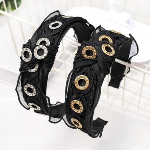 36pcs/lot DIY Simple Multi Fabrics Diamond Circular Buckle Head Bands Tie Knot HeadBands Hair Styling Tools Accessory HA1380