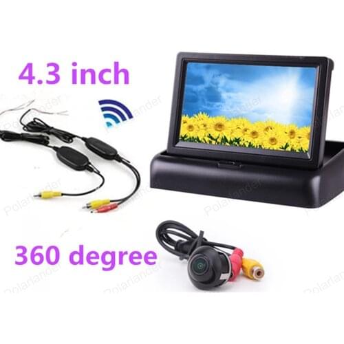 4.3 inch Rear View Foldable TFT LCD Monitor with Night Vision 360 degree Camera + Video Transmitter & Receiver Kit