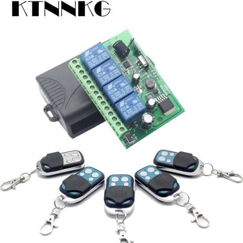 433MHz Universal Wireless Remote Control Switch DC12/24V 4CH Relay Receiver Module 4 Button Remote Control Gate Garage opene
