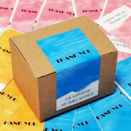 50Pcs Thank You Stickers Red/blue/yellow rectangle Seal Labels for Supporting My Small Business, Gift box Packaging, Shipping