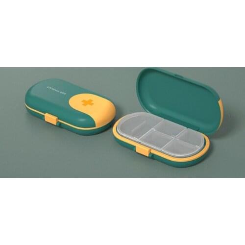 594C 5Grid Portable Pill Box Safe Compartment Seal Drug Storage Container with Cutter
