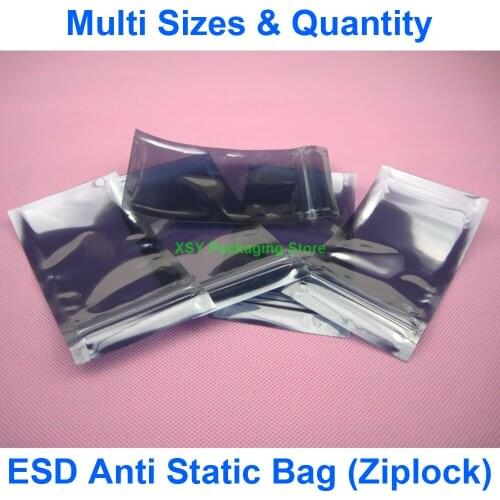 ESD Anti Static Shielding Zipper Bags (Width 3" - 5.5") x (Length 4.3" - 7")_(80 to 140mm) x (110 to 180mm) Electronic Packing