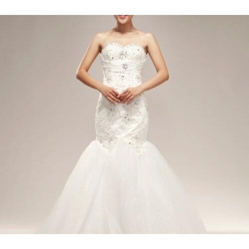 Free shipping 2016 custom size luxury crystal sequin off shoulder strapless sweetheart mermaid vintage design wedding dresses