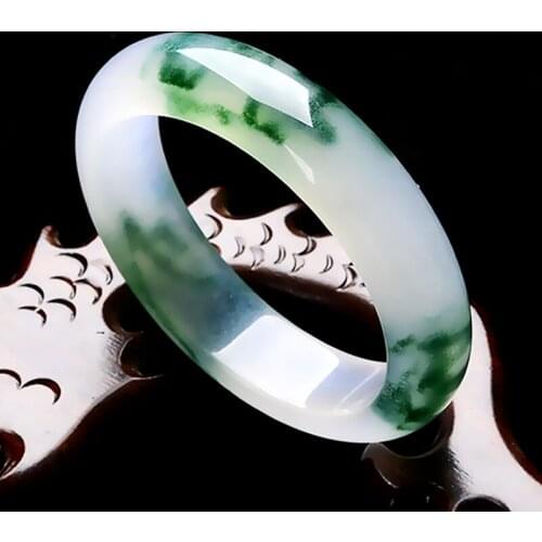 Natural Jade Color Hand-carved Wide Bar Jade Bracelet Fashion Boutique Jewelry Men and Women Floating Flower Beauty Bracelet