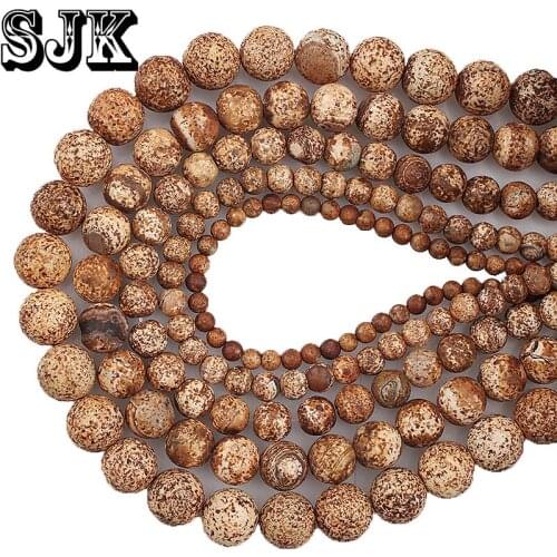 Natural Stone Round Beads Speckled Bark Stone Loose Beaded Beads 4 6 8 10 12MM Diy Beads For Jewelry Making Free shipping