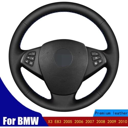 Car Steering Wheel Cover Hand-stitched Black PU Artificial Leather Wear-resistant For BMW X3 E83 2005 2006 2007 2008 2009 2010
