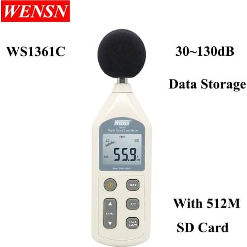 Sndway Digital Sound Level Meter Noise Volume Measuring Instrument Decibel Monitoring Tester 30-130dB USB Data Storage Alarm