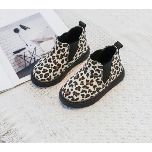 Childrens boots for Girls childrens shoes Autumn winter Girl boy casual Martin Boots Leopard print Non-slip kids sports shoes