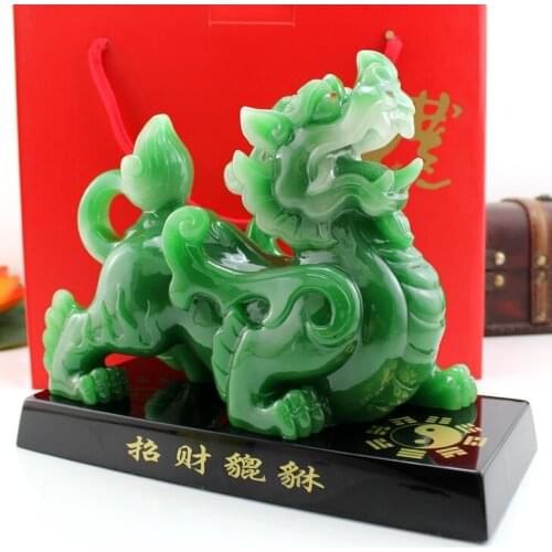 Home store Company SHOP talisman Bring wealth money GOOD LUCK Royal Dragon PI XIU jade resin Sculpture FENG SHUI decor Statue