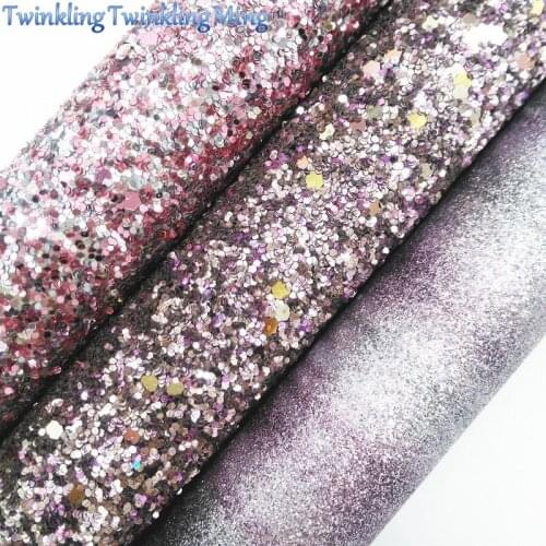 Purple Glitter Fabric, Chunky Glitter Leather Sheet, Printed Rainbow Glitter Leather For Bows A4 8"x11" Twinkling Ming XM090