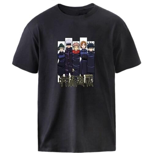 Oversize T shirts Jujutsu Kaisen Harajuku Black Graphic Tee Shirt Summer Short Sleeve Loose O-Neck Top 2021 Homme Vintage Tshirt