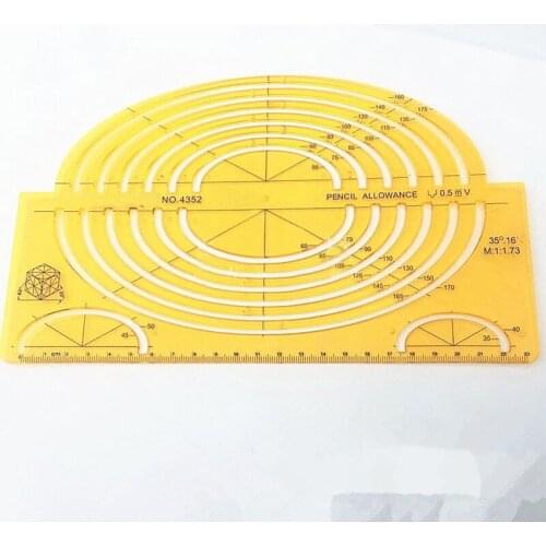 Geometric Drawings Templates K Resin Oval Measuring Template Rulers Clear Yellow Template for Drawing, Strong Flexibility