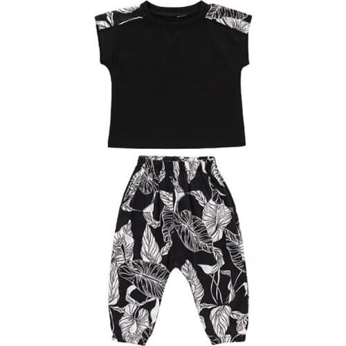 Girls Clothing Sets Summer Fashion girls short sleeve print pattern design T-shirt+Casual pants 2Pcs Girls Clothes