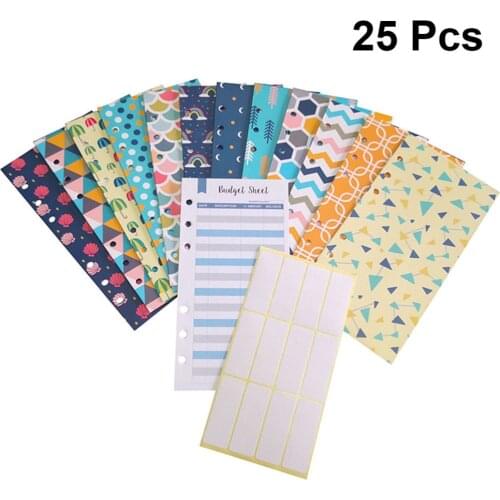 12pcs Budget Envelopes Set Creative Printed Cash Envelopes with 12pcs Budget Sheets and 1 Sheet Label Stickers Coupon Organizer