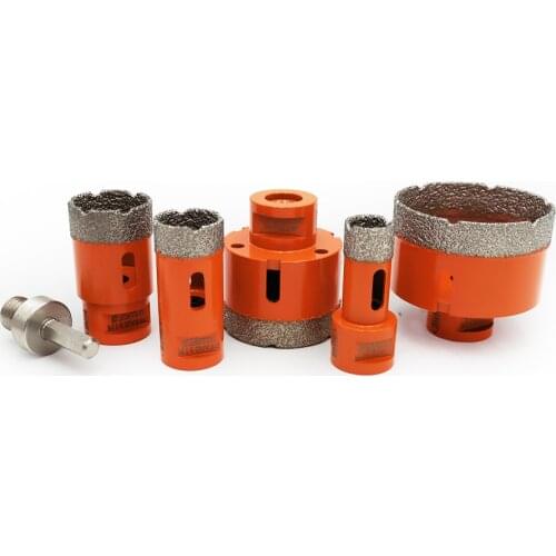 BGTEC 5pcs 6pcs 20/28/35/55/68mm M14 Vacuum Brazed diamond drilling drill core bits with HEX adapter dry drilling hole saw