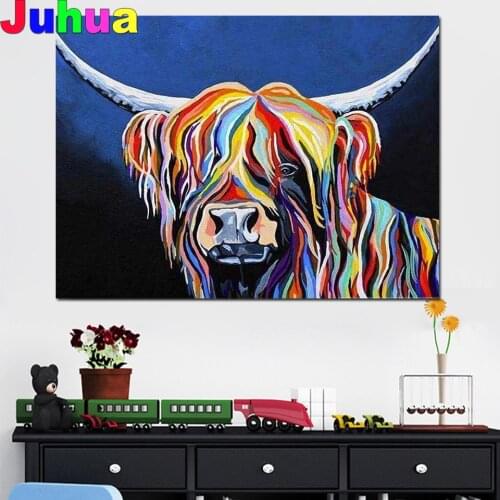 Colorful Cow 5D Diamond Embroidery full squareround drill diy diamond painting Puzzle Handmade Diamond Mosaic pattern Animal
