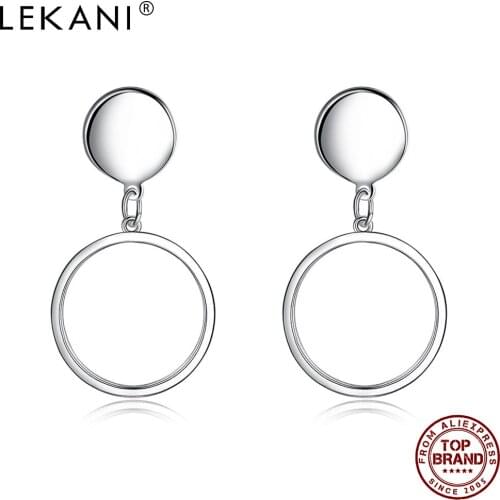 LEKANI Hanging Earrings For Women Simple Round Earrings Fashion Copper Jewelry Romantic Wedding Anniversary Gift To Girlfriend